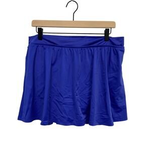 LL Bean Womens Solid Royal Blue Swim Skirt Bottom Attached Brief Modest 18W EUC